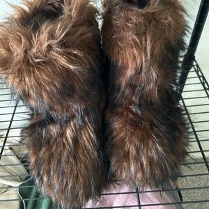 SKIMS Brown Faux Fur Winter Boots